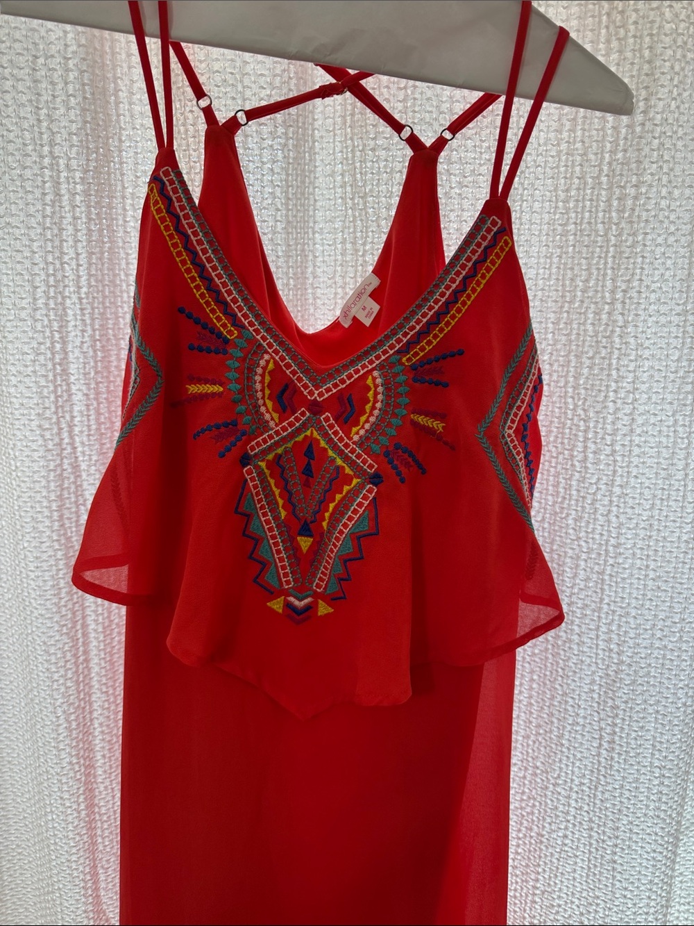 Xhilaration Red Embellished Maxi Dress with Strappy Back